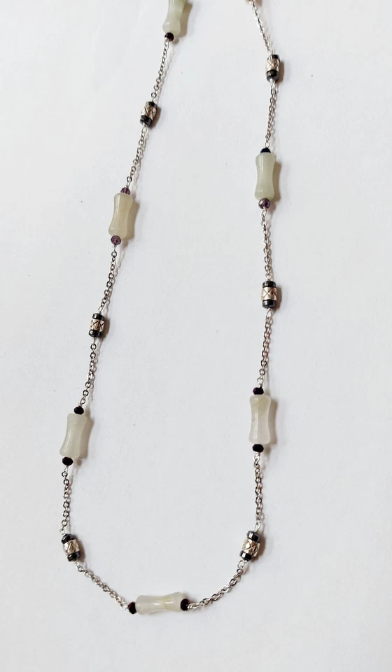 collana da uomo e unisex in argento 925 con cilindro di giada, ematite e cristal - Immagine 4 di 4