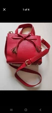 Charming Charlie Red Tasseled Cross Body Bag, Purse