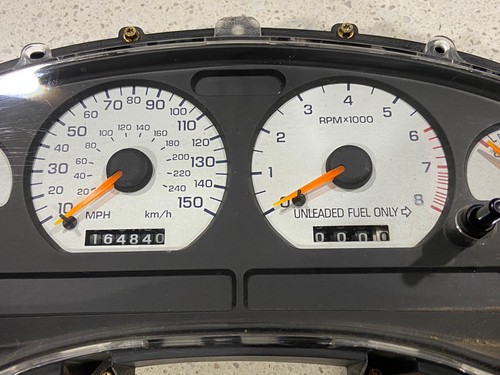 1996 97 1998 FORD MUSTANG GT 150MPH 164K CLUSTER WHITE FACE F6ZF-10C956-BB OEM🟠 - Foto 9 di 24