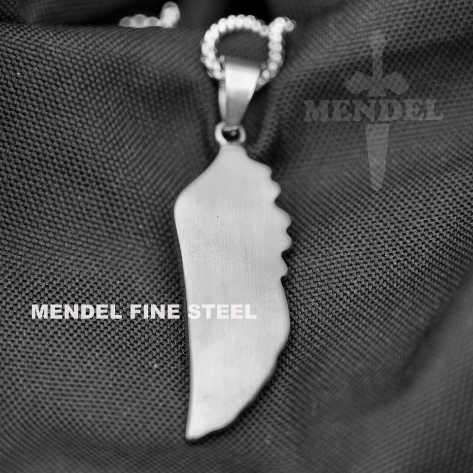 MENDEL Mens Stainless Steel Angel Wing Feather Pendant Necklace For Men Women - Image 3 of 4