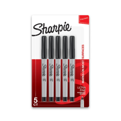 Sharpie Permanent Markers Ultra Fine Point, Black 5 Count - Free Shipping