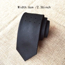 New Polka Dot Black Woven Silk Skinny Slim Men's Necktie Tie 6cm/2.36inch