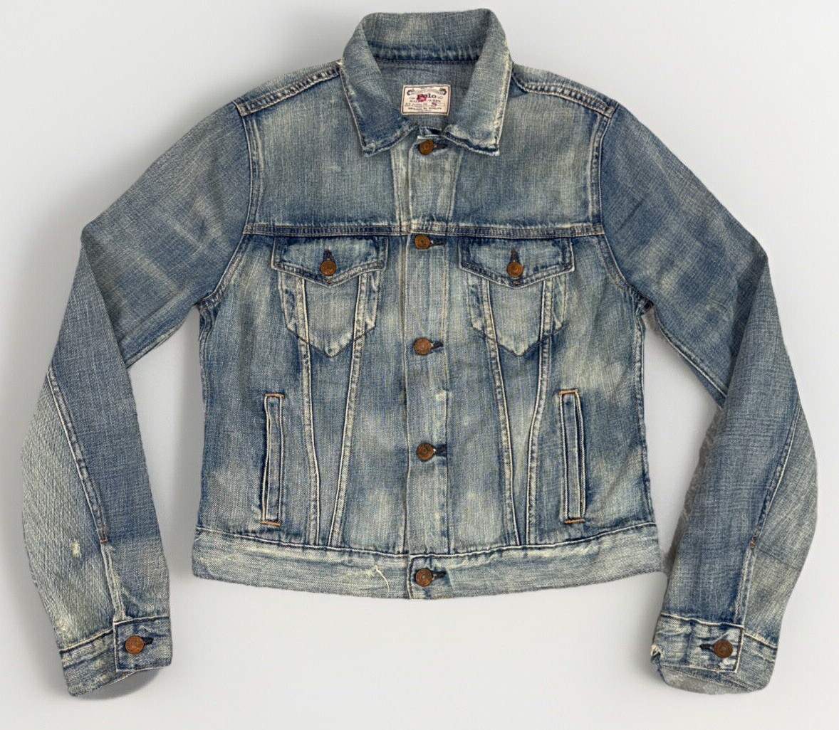Vintage Ralph Lauren Polo Women’s Distressed Denim Jacket Small Thrashed Grunge