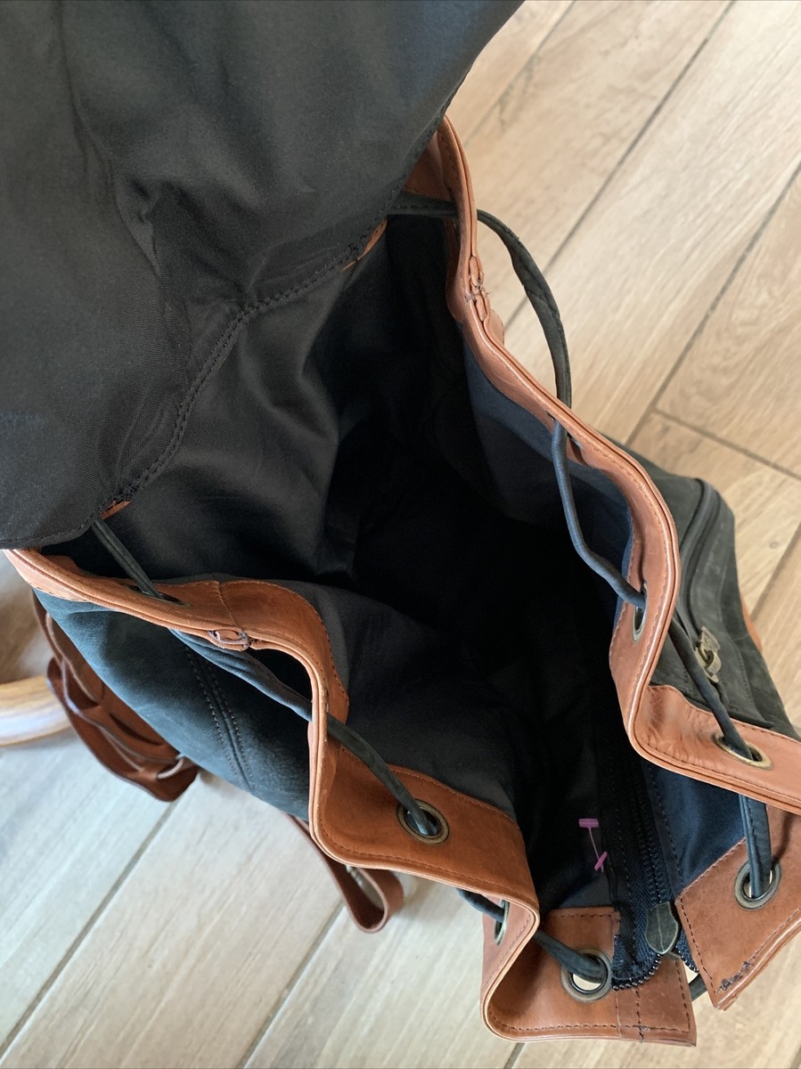 JT Madison Leather Backpack JT Madison Leather Canvas Travel Backpack Rucksack Carry On  main image 2