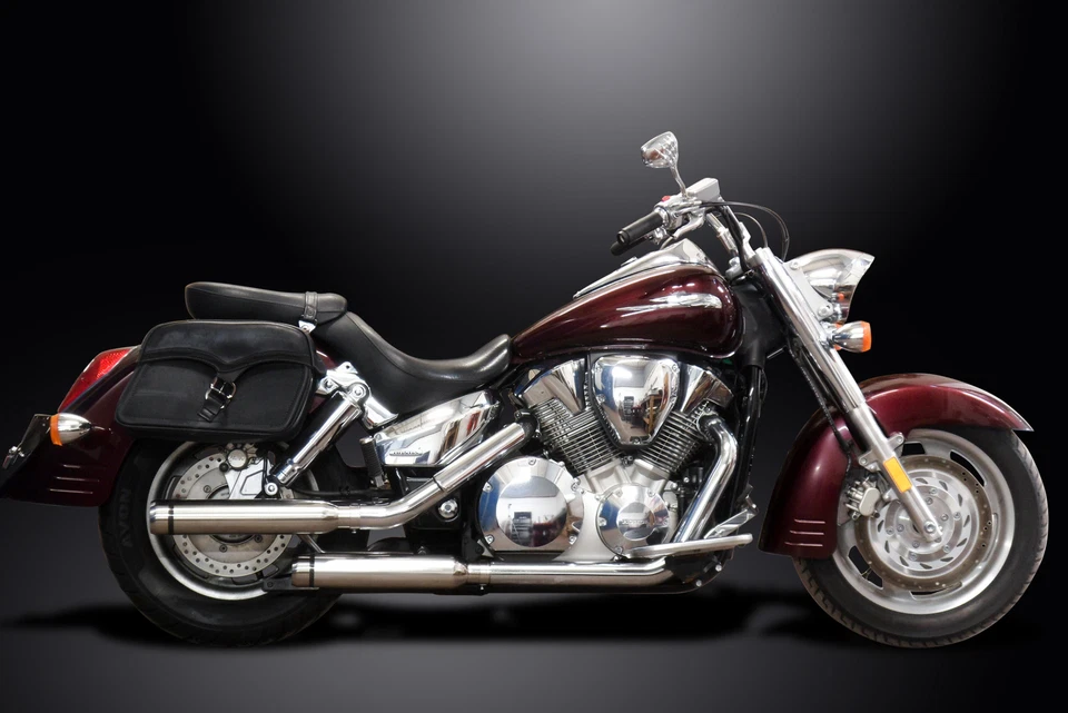 Silenciadores de escape de acero inoxidable Bull Nose Cruiser Honda VTX1300S 2003-07 Delkevic 16" Foto 4 de 4