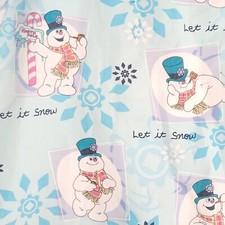 Frosty the Snowman Nurse Scrub Shirt Women's Size L All Over Print Christmas VG