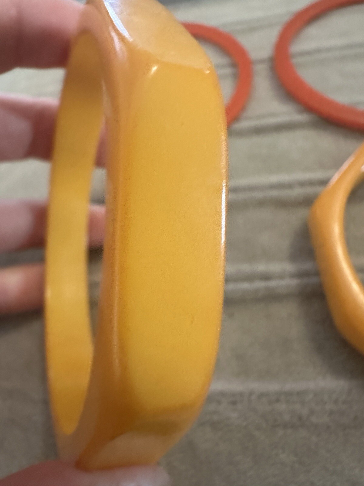 Vtg Bakelite Red/orange/yellow stackable bracelet… - image 4