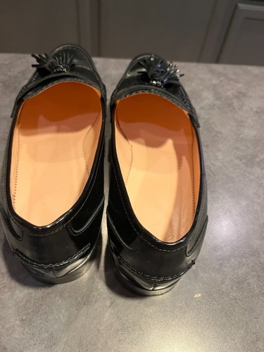 J Crew Shiny Black Leather Almond Toe W Tassel Penny Loafers Women's Sz 10 - Picture 7 of 11