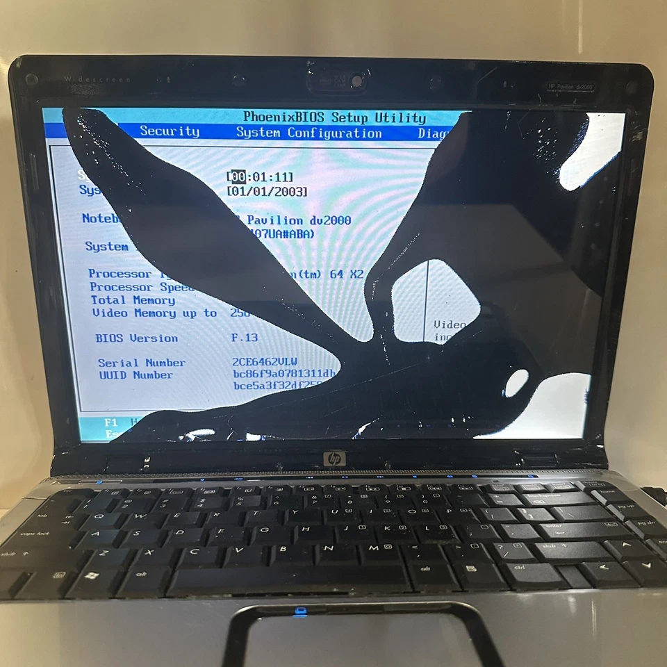 "Laptop 14,1"" HP dv2171cl AMD Turion 64 X2 1 GB de RAM sin disco duro" Foto 2 de 4