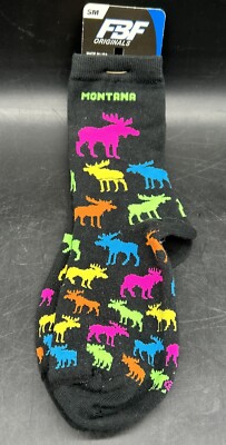 Alaska Moose Print Socks Size Small 1-5 New