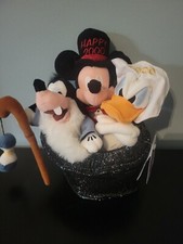 Disney Store Bean Bag Plush - New Year 2000 Set Donald Goofy Mickey Hat NWT