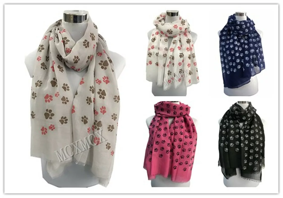 Long Dog Cat Paw Print Scarf Animal Footprint Pattern Fashion Scarf | eBay