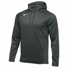 NEW MEN  S NIKE THERMA DRI-FIT PULLOVER HOODIE SWEATSHIRT  IN GRAY AND WHITE  