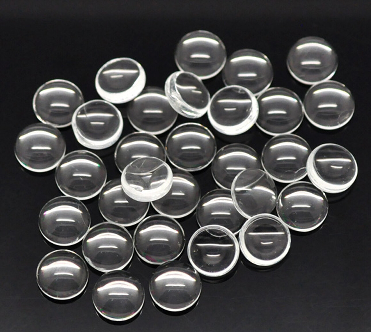 Round Glass Dome Cabochons Flatback Clear - 200pcs - 8mm - Jewellery Making