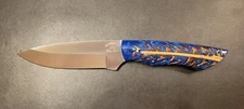 Badass Blades 11.0" D2 Steel Hunting Knife Blue Pine Cone Resin Handle- BA680