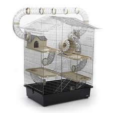 Gabbia per Roditori CH3 XXL Accessori Tunnelsystem Cromo Nero Beige Topo Criceto