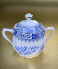 Porzellan Zuckerdose; Kronester Schwarzenbach; China Blau; 1940-1959