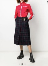 Burberry vintage 80s Red and Blue Check plaid Midi skirt. size 12