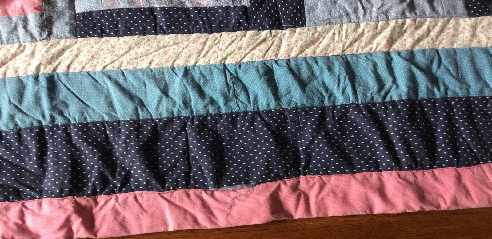 Vintage c 1980's Machine Stitched Hand Tied Patchwork Quilt 82x72 eBay