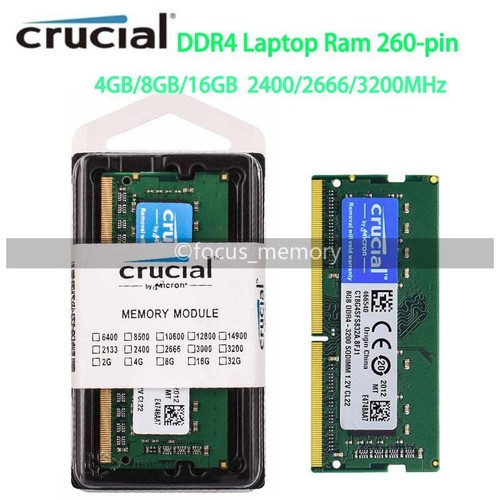 Crucial 4GB 8GB 16GB DDR4 2400 2666 3200 MHz SO-DIMM 1.2V 260-Pin Laptop Memory - 第 1/10 張圖片