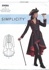 Simplicity S9086 Steampunk Victorian Goth Pirate Costume Coat Sz 6-14 UNCUT