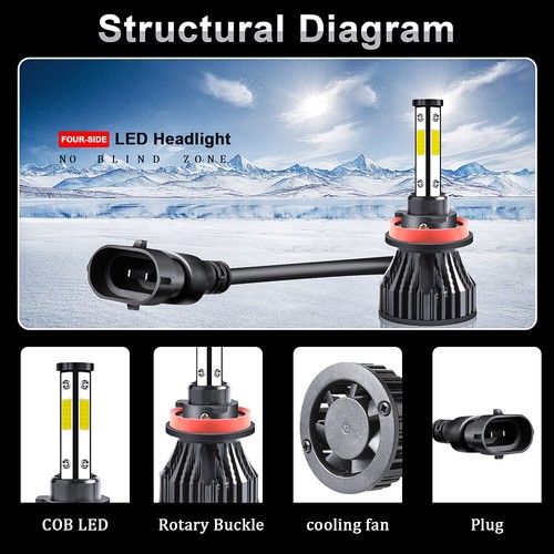 For Chevy Malibu 2013 2014 2015 6x LED Headlight Hi Low + Fog Light Bulbs Combo - Picture 9 of 23