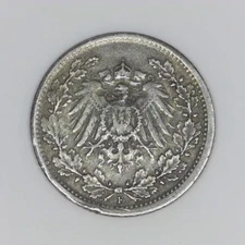 1917-F GERMANY EMPIRE 1/2 MARK SILVER #H042
