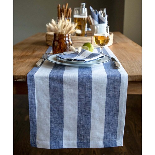 Solino Home Linen Table Runner for Dining, Summer, Luxury - Cabana Stripe - Picture 3 of 59