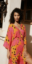 Anthropologie Farm Rio Cover-Up Dress Bananas Wrap Tropical Clip Dot Size M NEW