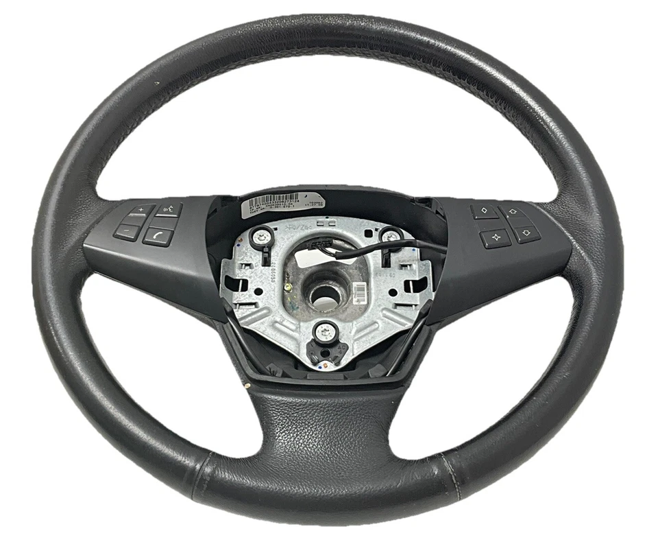 2009 BMW X5 Black Leather Steering Wheel 2406058 OEM - Image 2 of 4