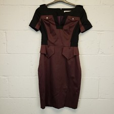 Karen Millen Pencil Dress Lined VERY GOOD Short UK 10 EU 38 Maroon Black
