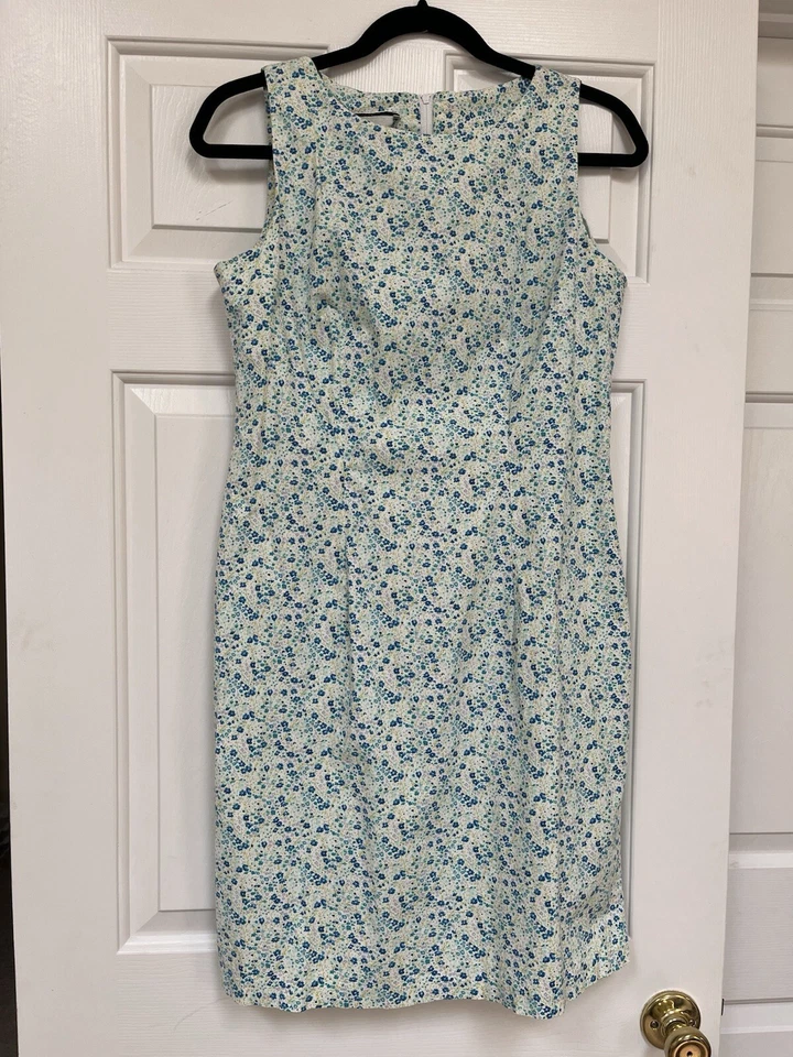 Vestido Vintage AGB Byer California Azul Floral Vaina Vestido  Foto 2 de 4