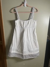 Cottagecore  Calvin Klein Designer dress white & Metallic Silver