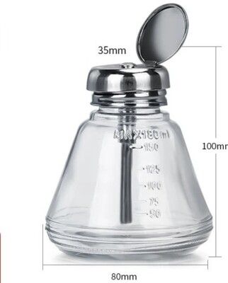 Lösungsmittel Alkohol Spender Flasche 180ml Push Down Flüssigkeitsspender Pumpglas