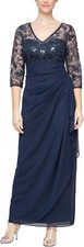 Alex Evenings Dress Long Embroidered Lace Bodice Empire Waist sz 12 NEW NWOT AE4