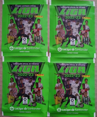 Brazil version 2022-2023 Panini Spain La Liga Santander Soccer Sticker Pack x4