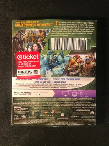 Teenage Mutant Ninja Turtles (Blu-Ray/DVD/Digital, 2014) w/Ninja Masks NEW! - Picture 2 of 2