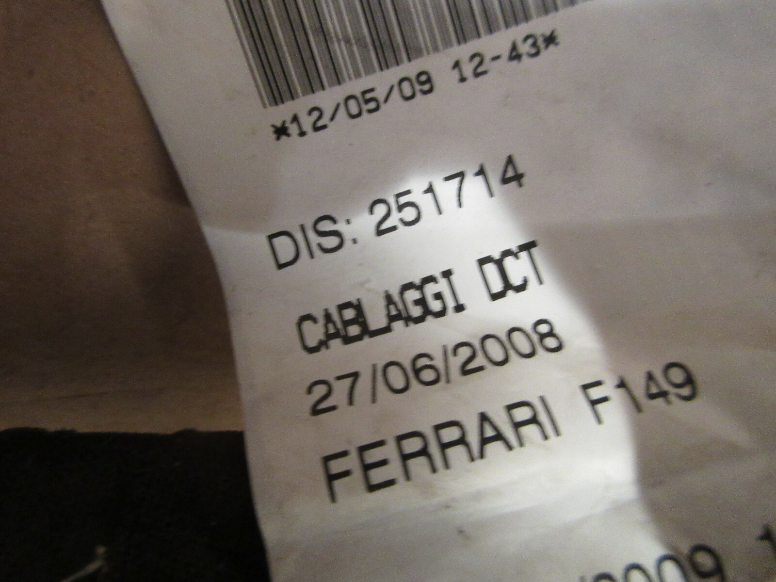 Ferrari California  - DCT Gearbox Harness / Cable P/N 251714