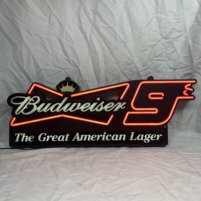 Budweiser Beer Bow Tie Neon Lighted Bar Sign Kasey Kahne Nascar 9