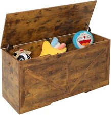 Children's Wooden Toy Box Chest Kids Storage Bench Flip Top Lid & Safety Hinges