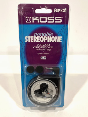 KOSS HP/3 PORTABLE STEREOPHONE HEADPHONES SET & COMPACT CARRYING CASE BRAND NEW