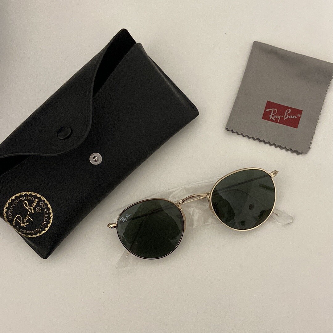 Ray-Ban Round Metal Green Classic G-15 Sunglasses RB3447-001 | eBay