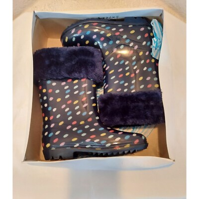 Carter's Amary Girl's Cuff Fur Faux Multicolor Printed Rain Boots Size 11 New