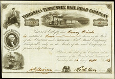 Virginia & Tennessee Rail Road Company September 16, 1863 Early Civil War stock