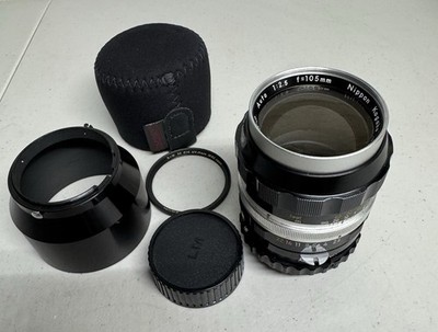Nikon Nikkor-P Auto 105mm Non Ai Lens Nikon F mount W/Nik-MM Adapter  &Hood