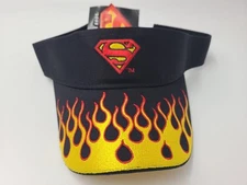 Vintage Superman Flames Drew Pearson Marketing Sun Golf Visor Adjustable Hat Cap