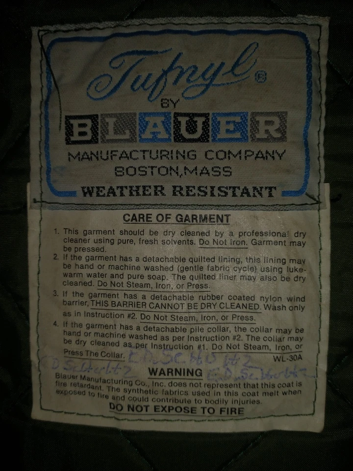 Vtg Blauer Tufnyl Jacket Olive Quilted&Rain Liners,VA Dept of Transport LEO 44L - Image 4 of 4