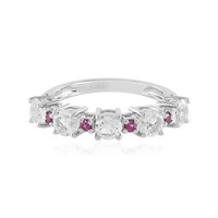 Cavill Silberring WeißEr Topas 925 Sterlingsilber Platinplattiert 1,61Ct