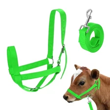 1-Pack Adjustable Cattle Cow Halter, 18.9"-23.23" with Leading Rope [Green]