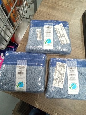 3 Pkg PRO-SOURCE 4ply Blue Large Blended Fiber Loop End Mop Head 434 Dt